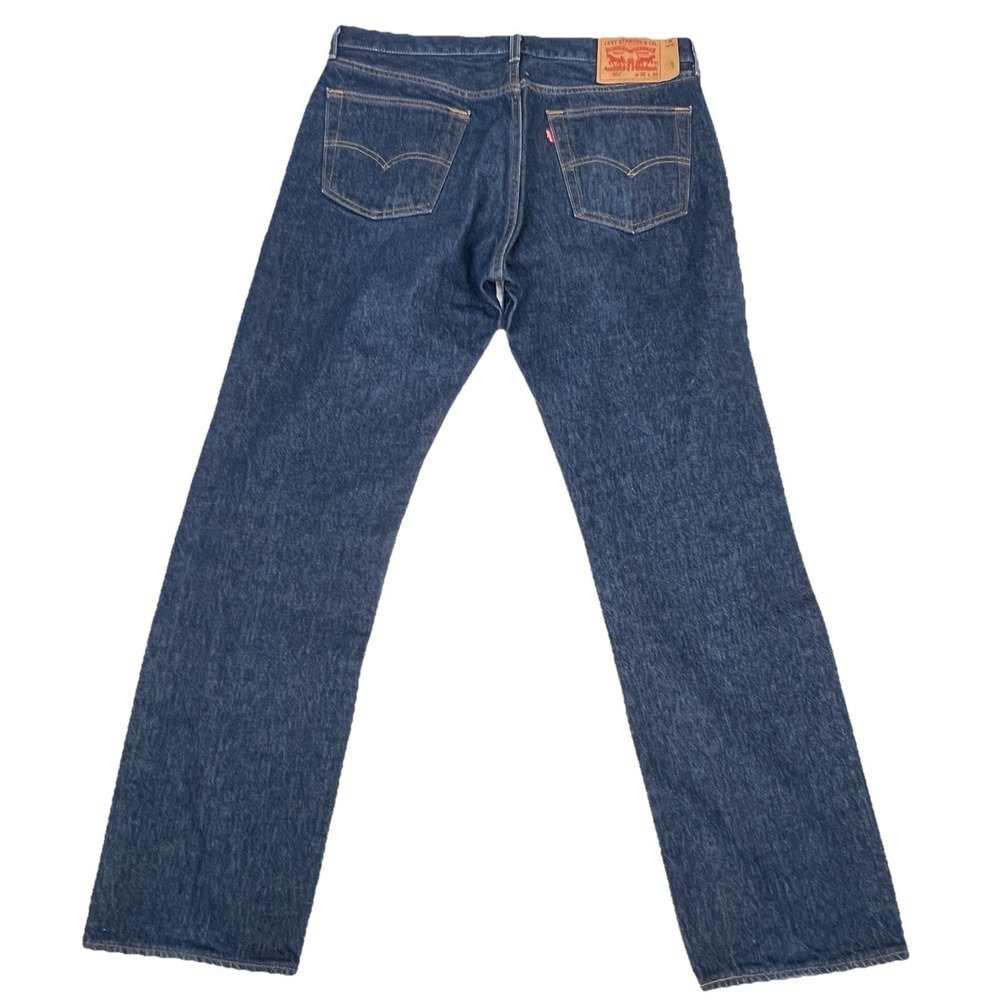 Levis 501 Jeans Mens 36 x 32 Blue Medium Wash Denim Button Fly Straight Leg